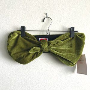 NWT omighty Green Velvet Bandeau Tie Front Size Small Adjustable